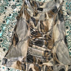 Artex sleeveless blouse size Large grey, brown, beige and black